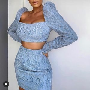 Ice Blue 2 piece skirt set